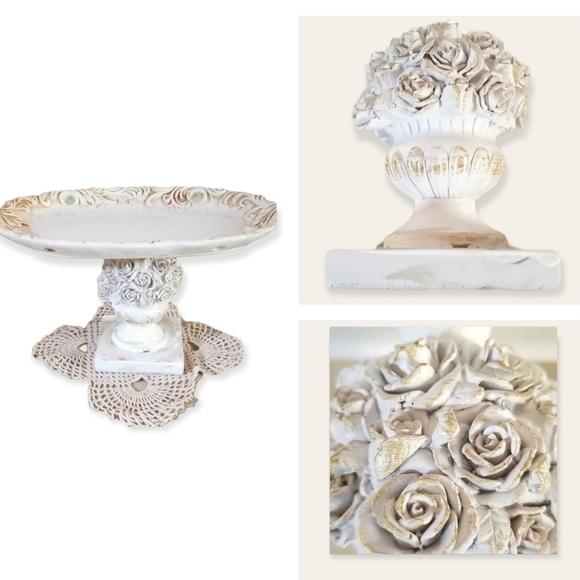 Hand Crafted Repurposed Vintage Floral Plate Display Stand